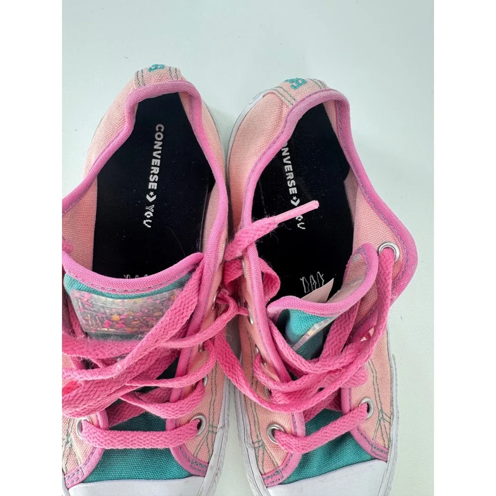 Converse Chuck Taylor Kids 1.5 Pink Teal Custom Emma Sneakers Youth Shoes